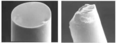 Comparison between fiber breakage and cutting with a fiber cutter