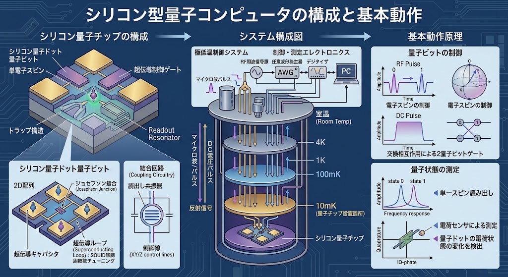 シリコン型量子コンピュータ動作原理