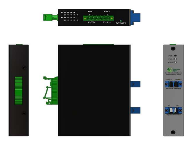 2x2 BiDi Industrial Bypass Optical Network Switch